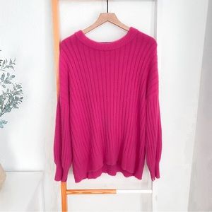 Aerie Pink Ribbed Knit Sweater